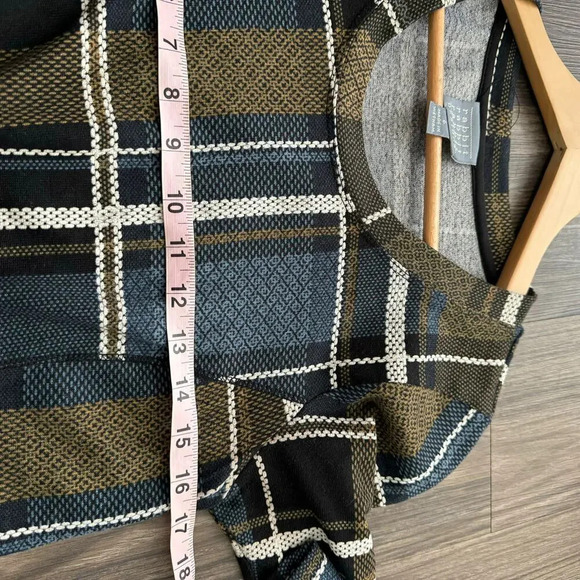 Rabbit Women's Shift Dress 6 Multicolor Plaid 3/4 Sleeves Crew Neck Pockets - Picture 8 of 9